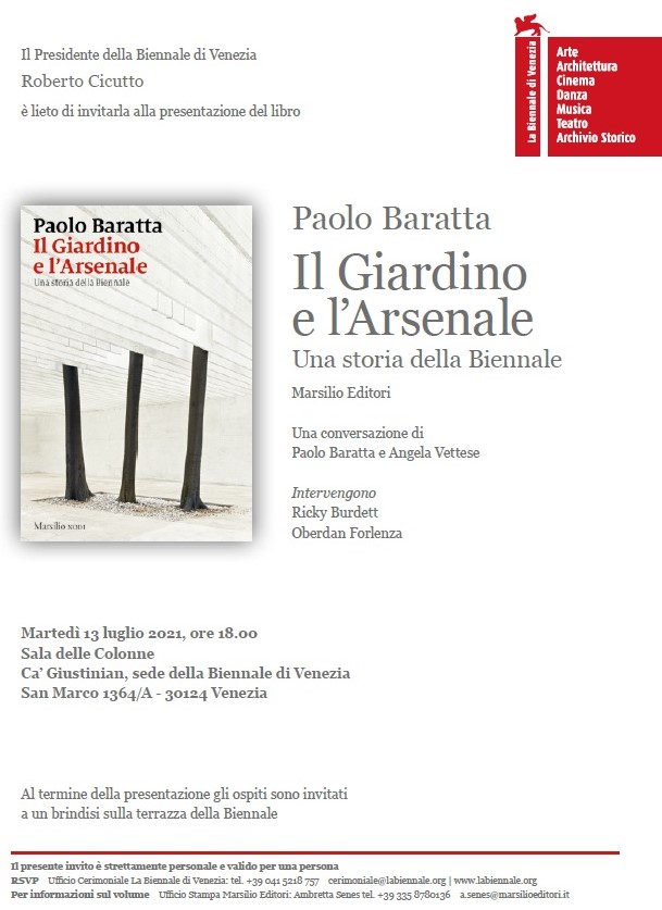 Presentazione del libro: &ldquo;Il Giardino e l&rsquo;Arsenale&rdquo;