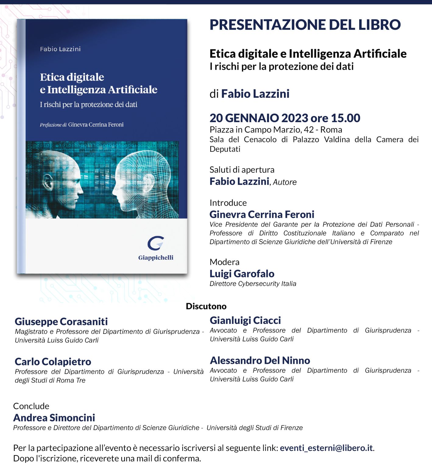 Presentazione del libro: “Etica digitale e Intelligenza Artificiale. I rischi per la protezione dati”