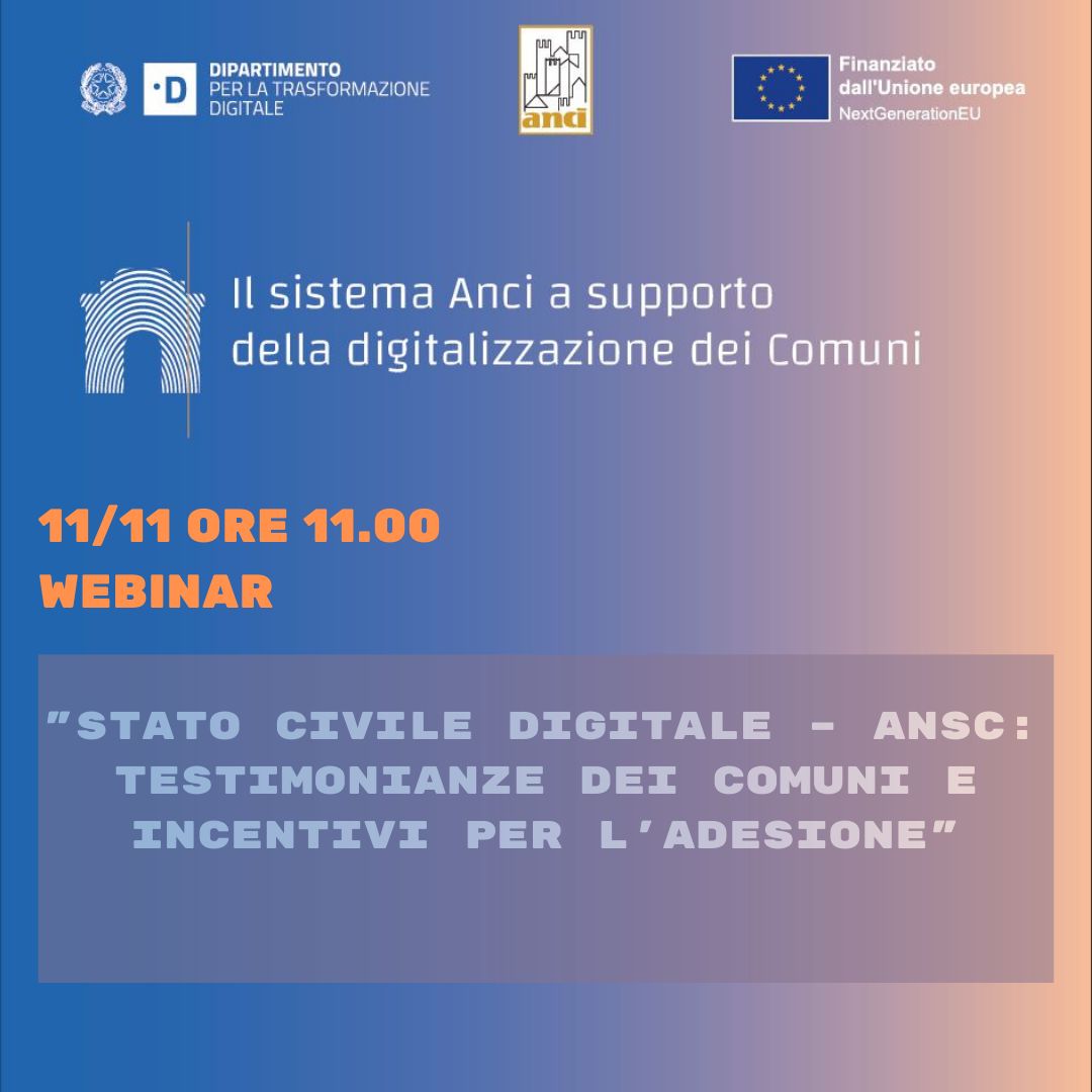 Stato Civile Digitale – Ansc: testimonianze dei Comuni e incentivi per l’adesione