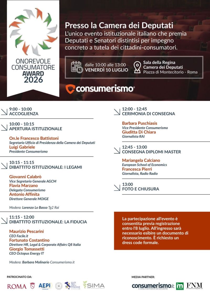ONorevole COnsumatore Award 2026