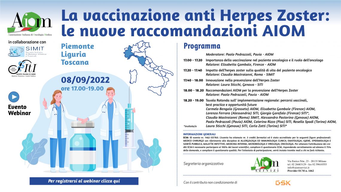 La vaccinazione anti Herpes Zoster: le nuove raccomandazioni AIOM