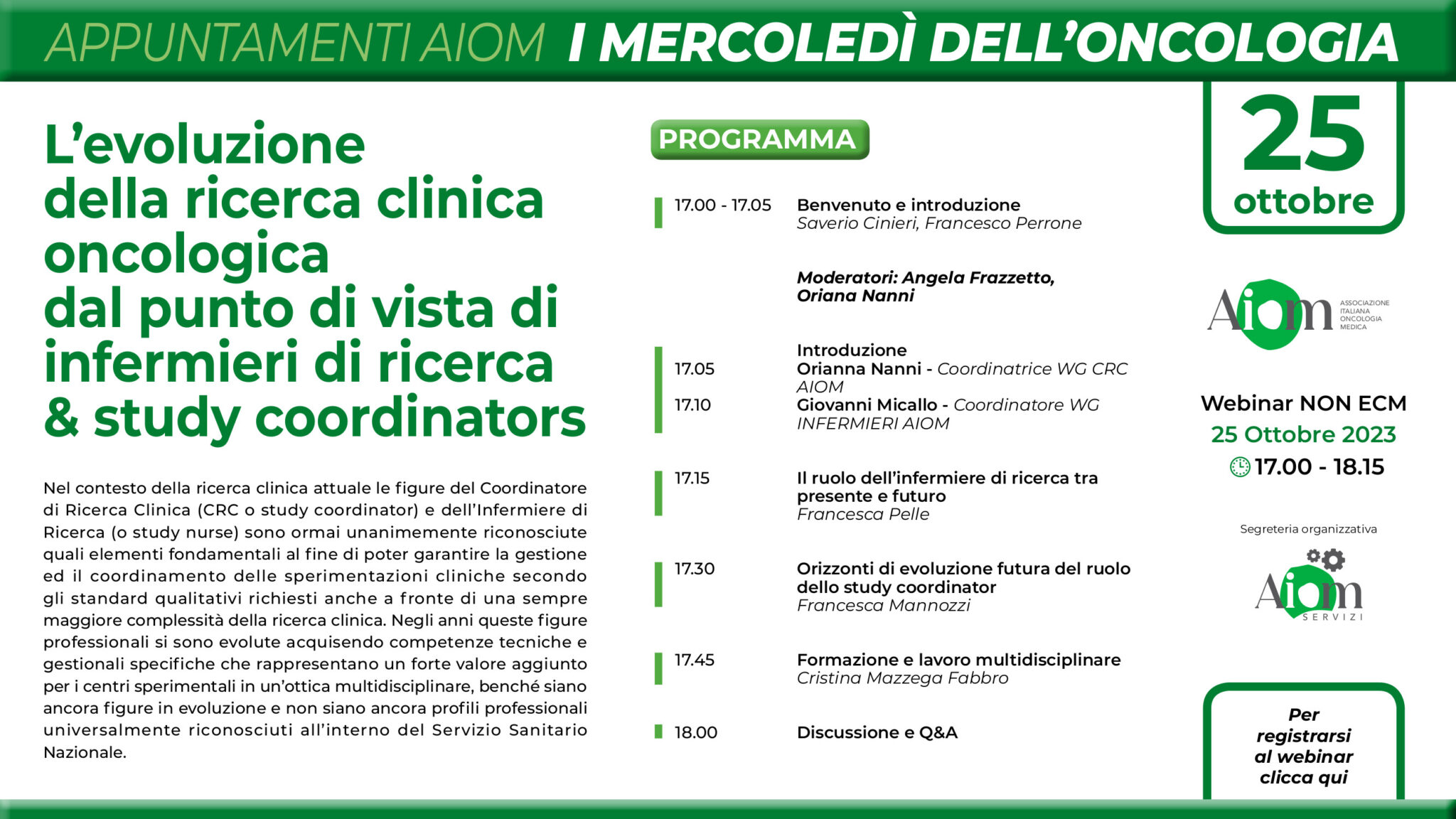 L’evoluzione della ricerca clinica oncologica dal punto di vista di infermieri di ricerca & study coordinators