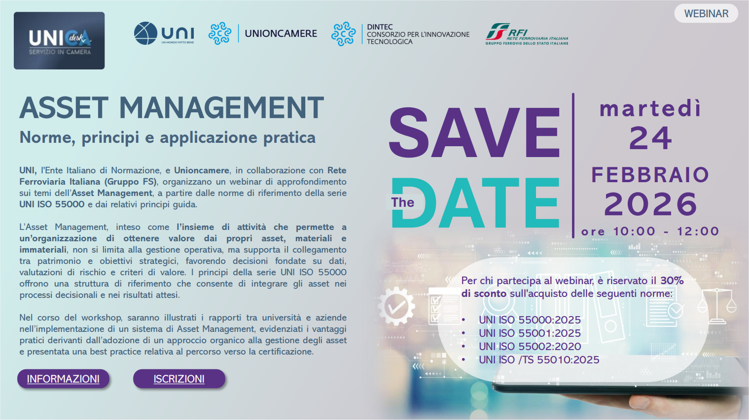 Asset management: norme, principi e applicazione pratica nel webinar UNI-Unioncamere