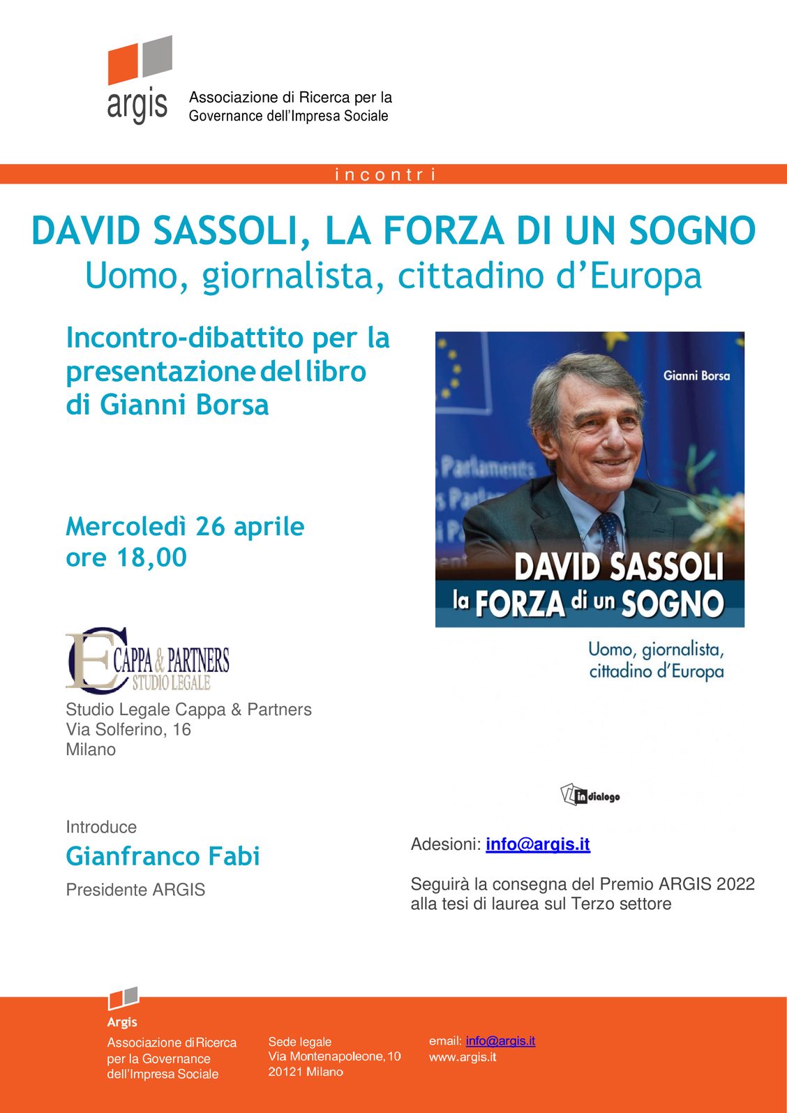 Presentazione del libro: &ldquo;David Sassoli: la forza di un sogno &ndash; Uomo, giornalista, cittadino d&rsquo;Europa&rdquo;
