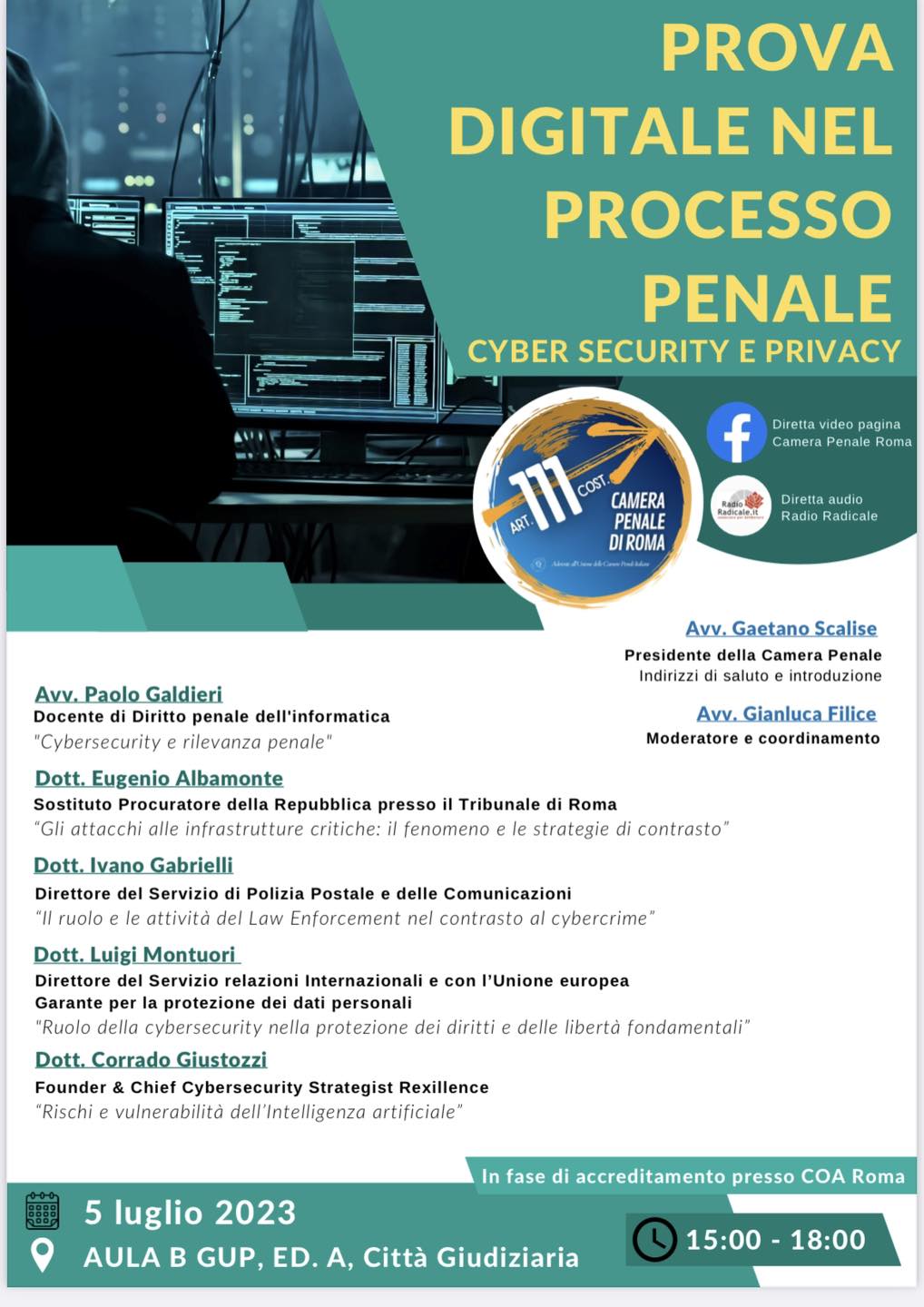 Prova digitale nel processo penale. Cyber security e privacy