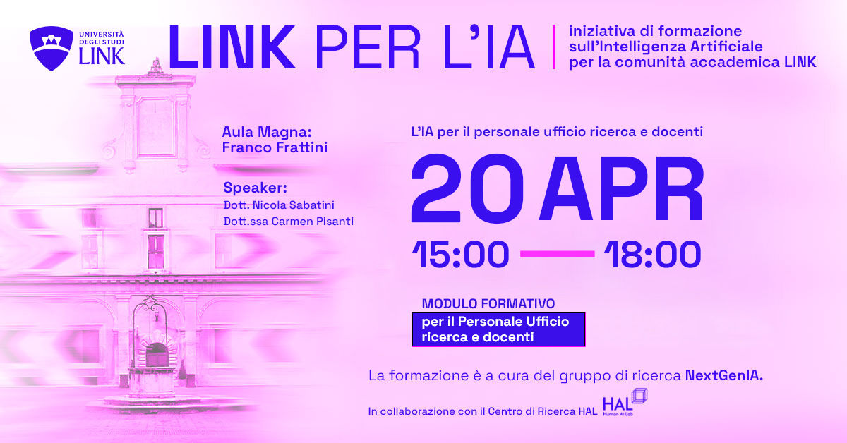LINK per l'IA: iniziativa di formazione sull'intelligenza artificiale per la comunità accademica 