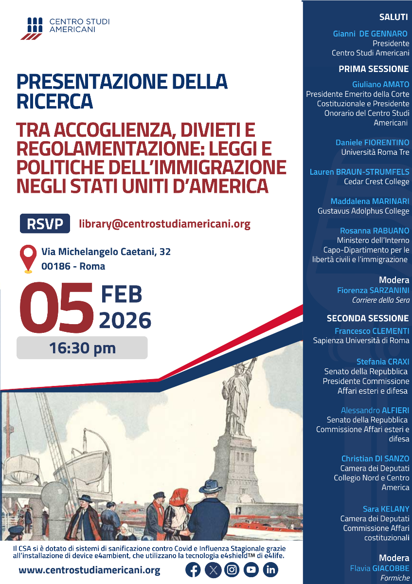 Presentazione della ricerca Tra accoglienza, divieti e regolamentazione: leggi e politiche dell’immigrazione negli Stati Uniti d’America
