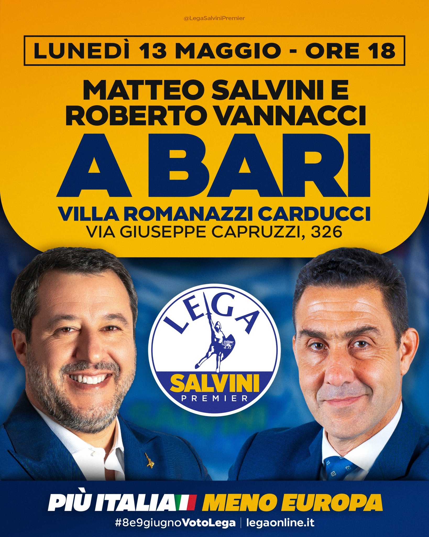 Matteo Salvini e Roberto Vannacci a Bari