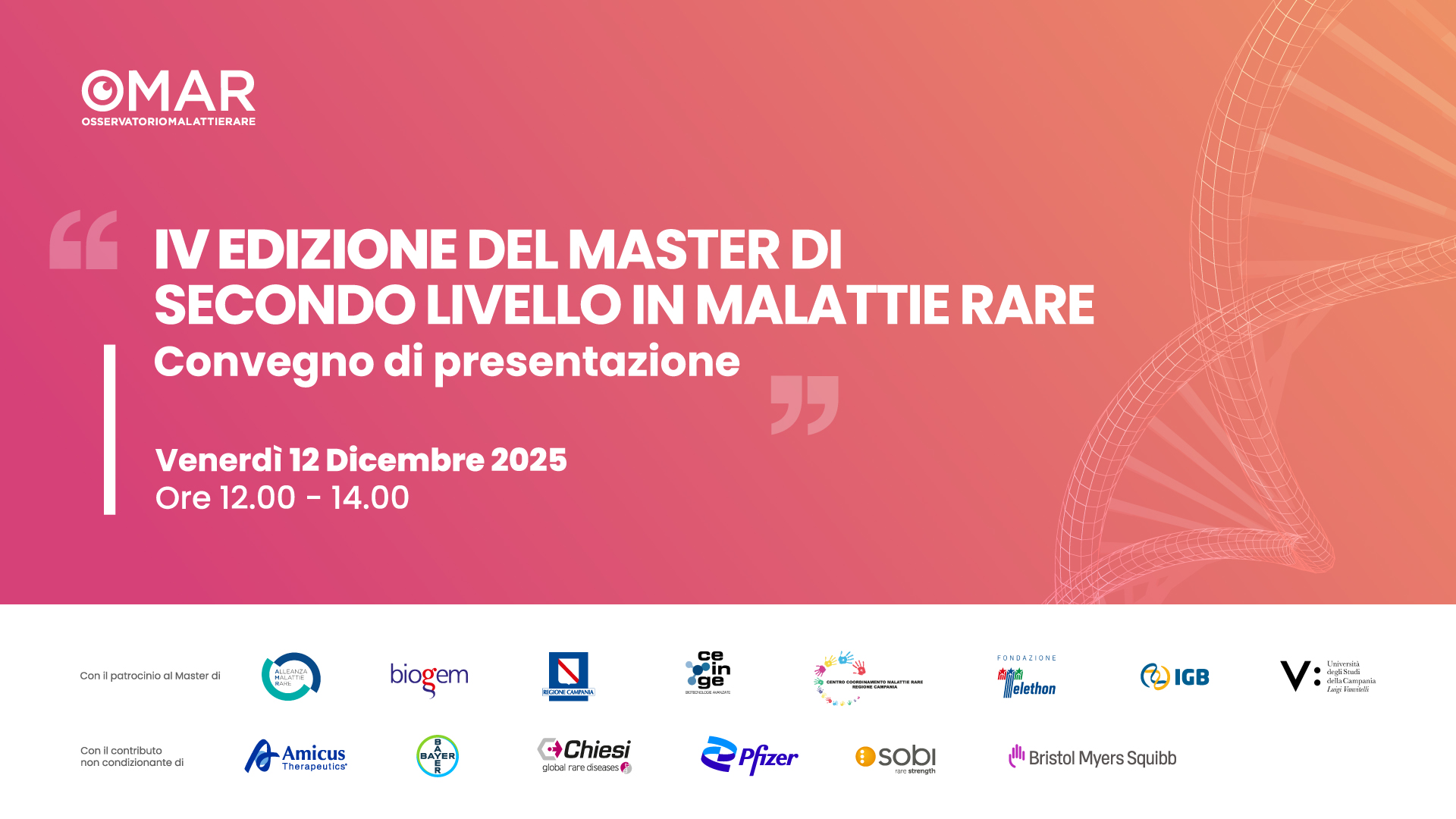 Presentazione IV Edizione del Master di II Livello in Malattie Rare