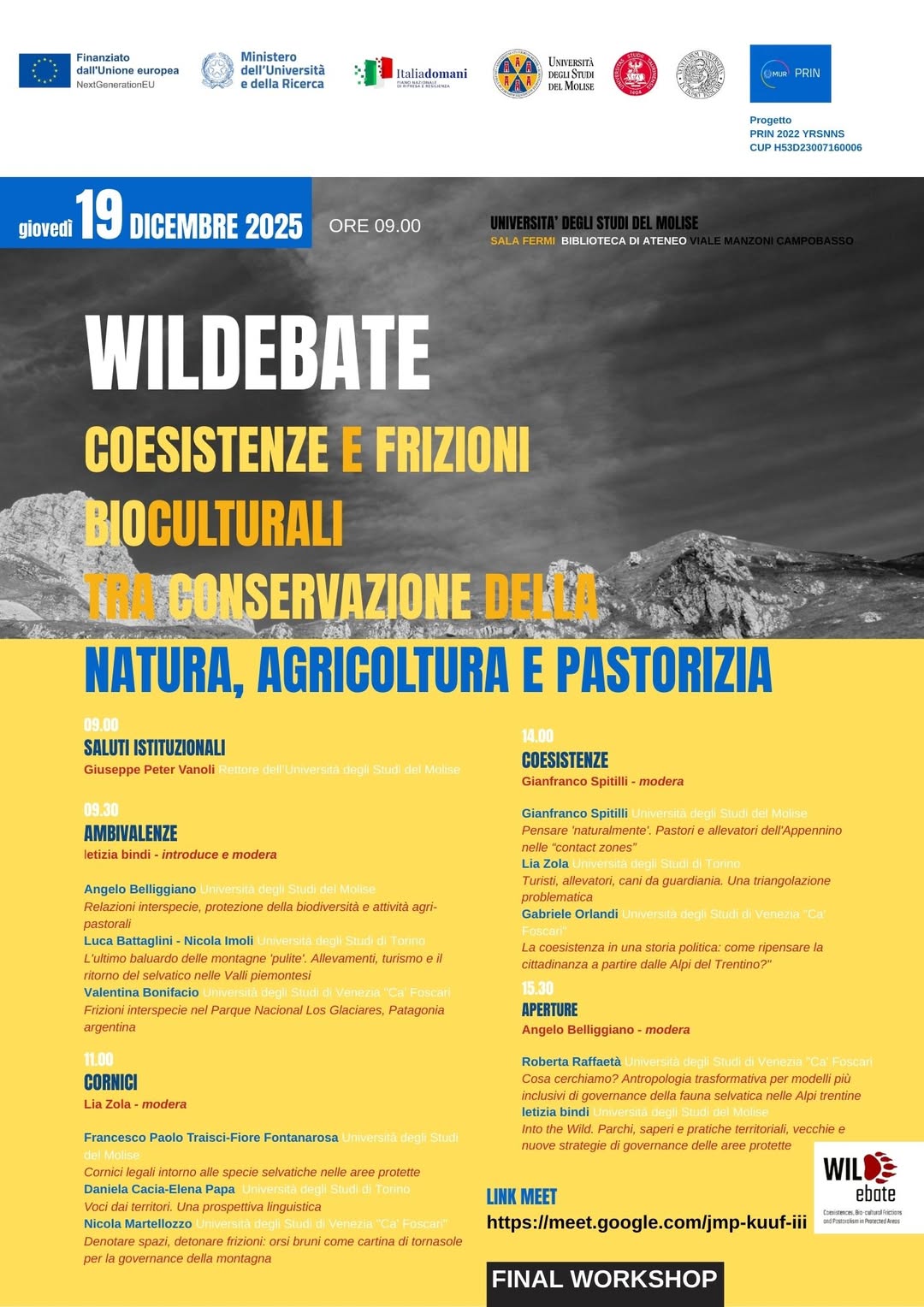 WILDEBATE - Coesistenze e frizioni bioculturali tra conservazione della natura, agricoltura e pastorizia