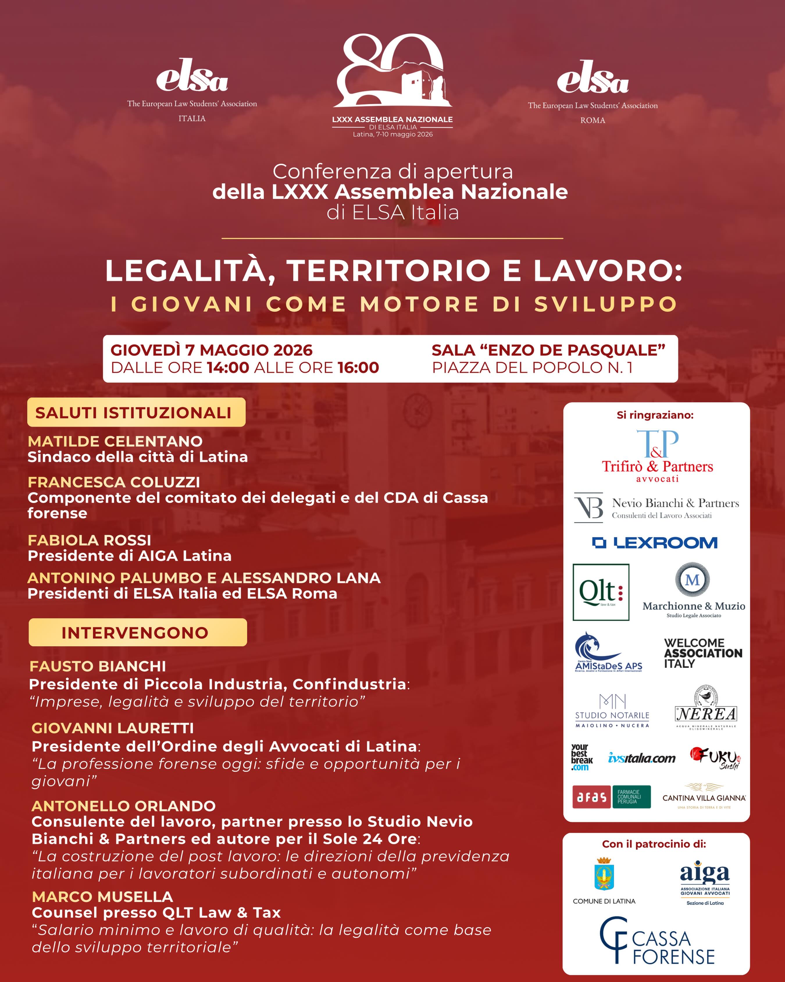 Conferenza di apertura della LXXX Assemblea Nazionale di Elsa Italia