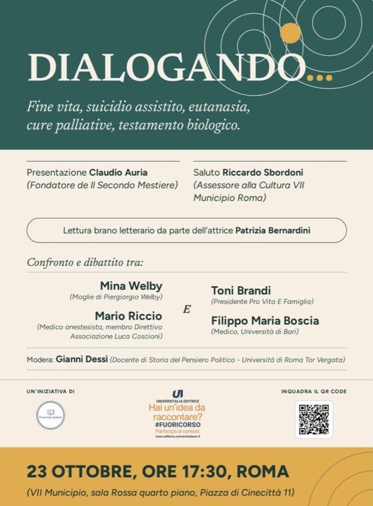 Dialogando... Fine vita, suicidio assistito, eutanasia, cure palliative, testamento biologico