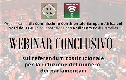 Webinar informativo sul referendum costituzionale per la riduzione del numero dei Parlamentari. 