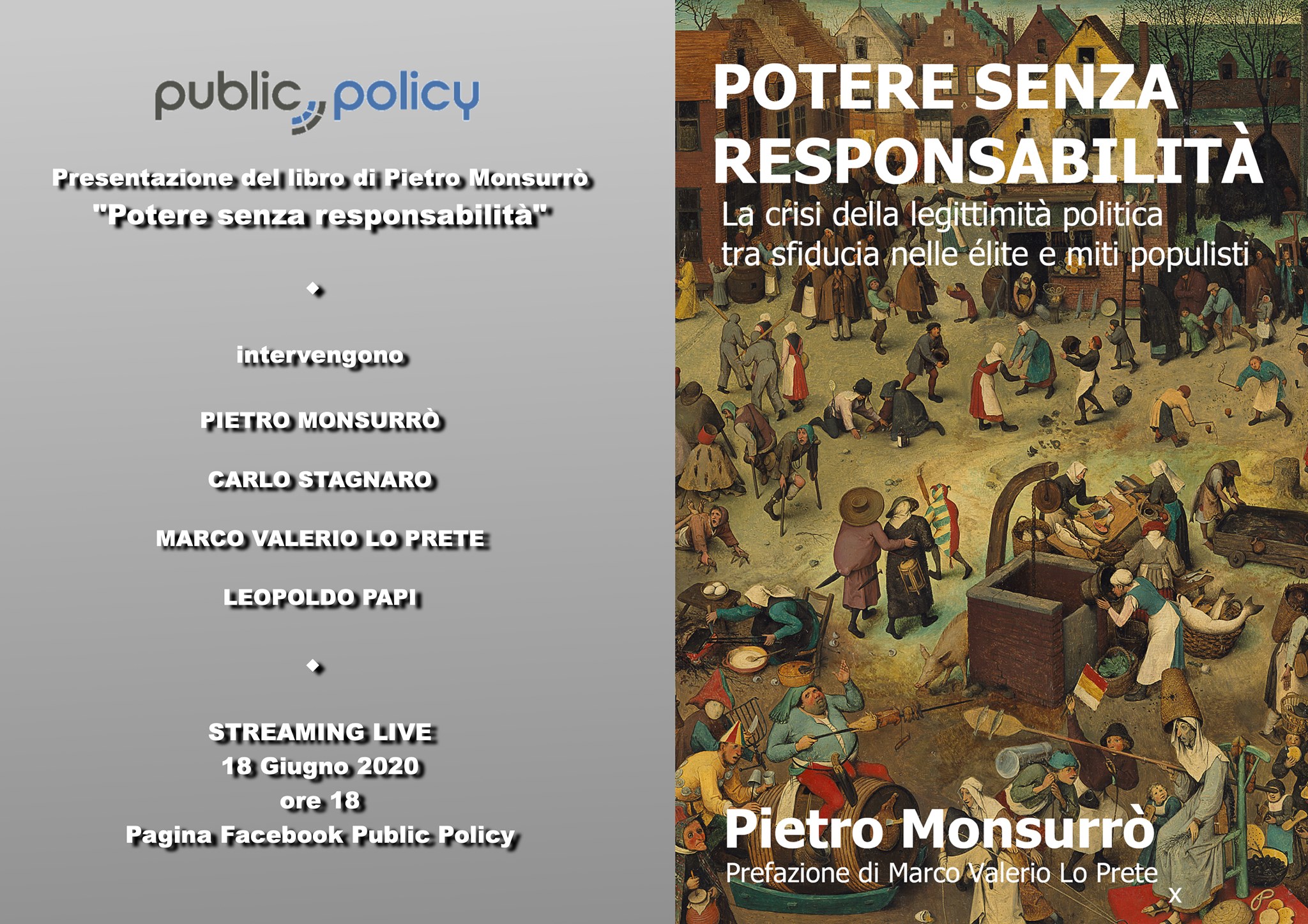 Presentazione del libro: "Potere senza responsabilità. La crisi della legittimità politica tra sfiducia nelle élite e miti populisti"