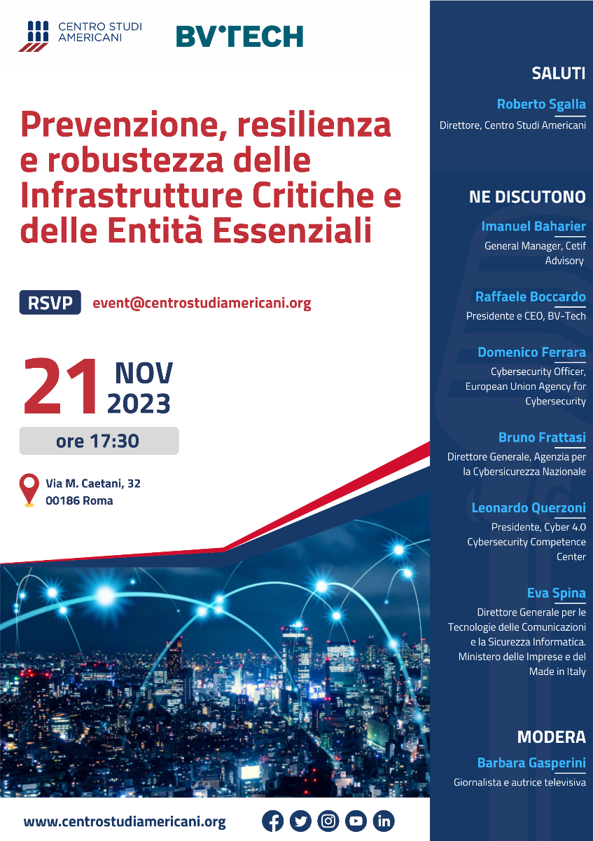 Prevenzione, resilienza e robustezza delle Infrastrutture Critiche e delle Entità Essenziali