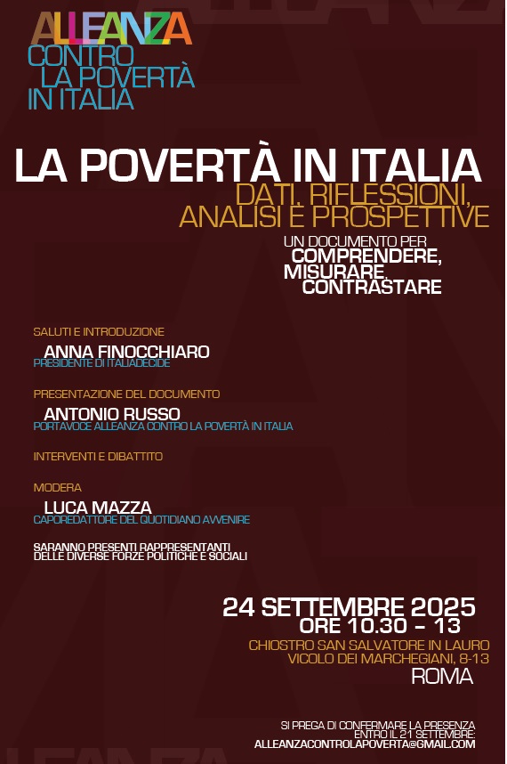 La povertà in Italia: dati, riflessioni, analisi e proposte. Un documento per comprendere, misurare, contrastare