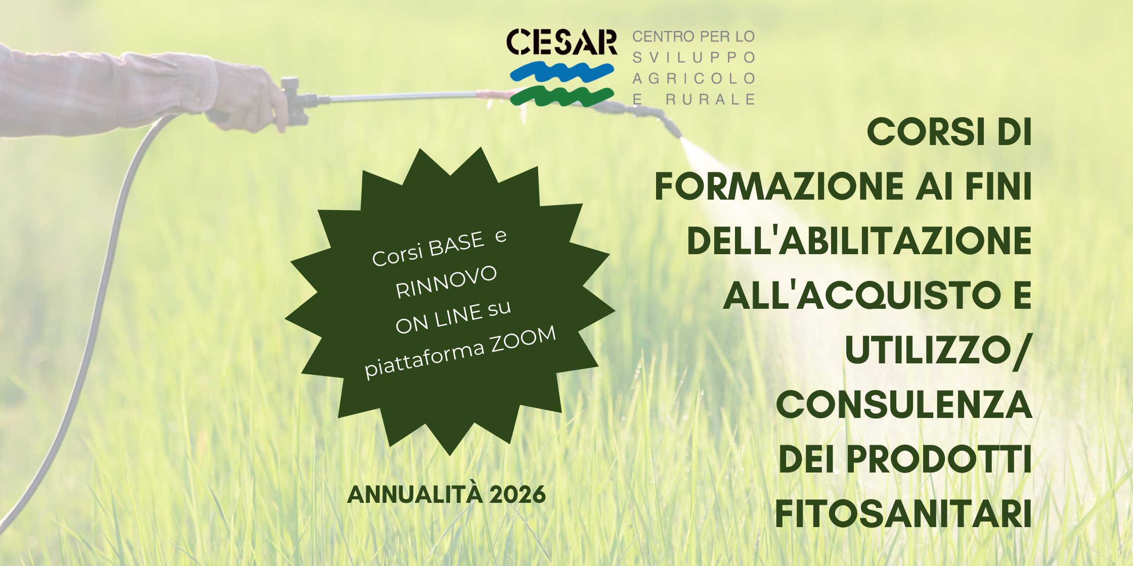 Corsi di formazione ai fini dell'abilitazione all'acquisto e utilizzo/consulenza dei prodotti fitosanitari