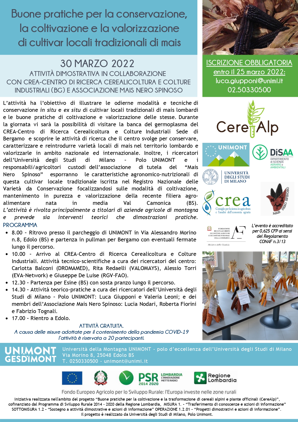 Buone pratiche per la conservazione, la coltivazione e la valorizzazione di cultivar locali tradizionali di mais