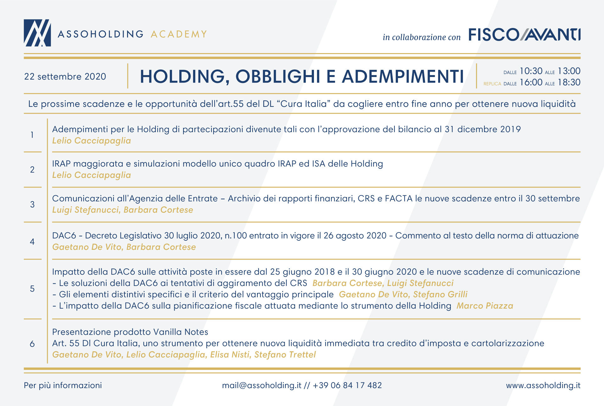 Holding, Obblighi e Adempimenti