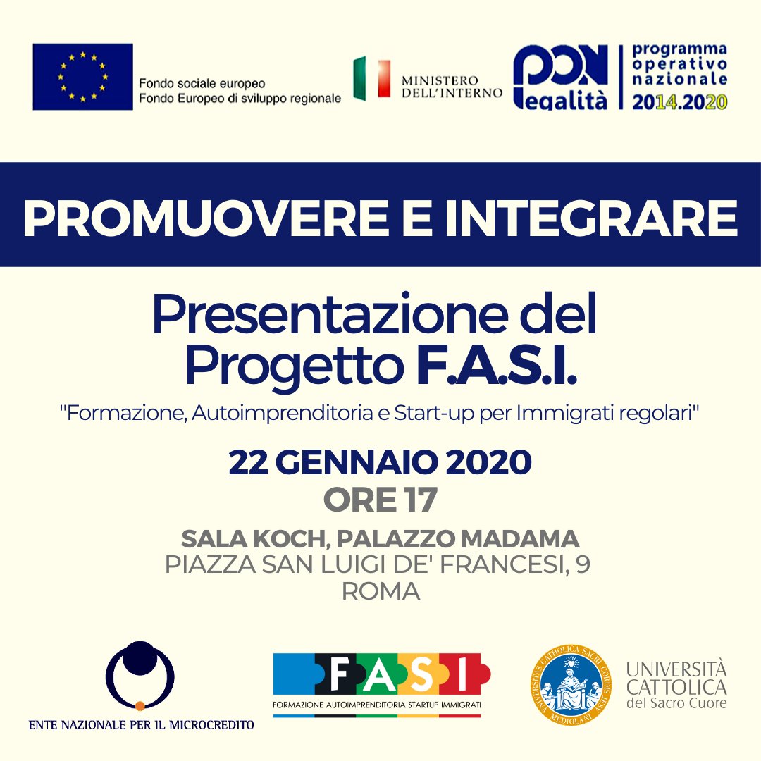 Presentazione del progetto F.A.S.I. - Formazione, autoimprenditoria e start-up per immigrati regolari