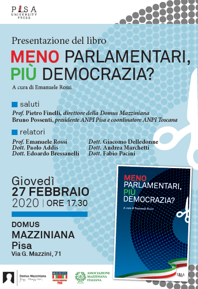 Presentazione del libro: "Meno parlamentari, più democrazia"