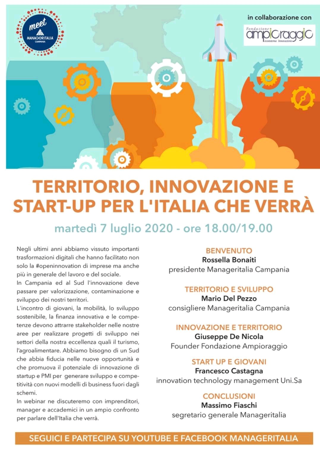 Territorio, Innovazione e start-up per l'Italia che verrà 