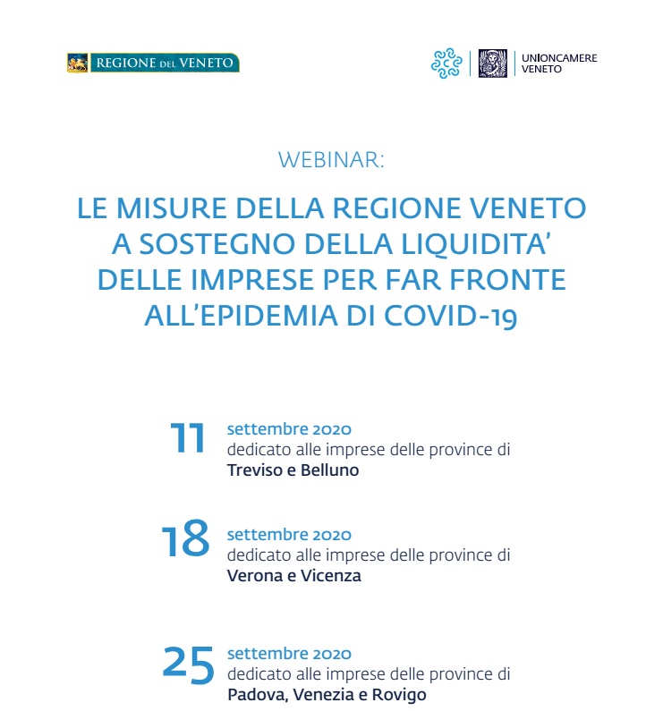 Le misure della Regione Veneto a sostegno della liquidità delle imprese per far fronte all’epidemia di Covid-19