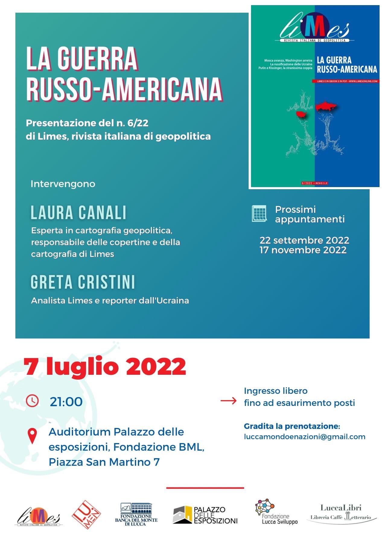 Presentazione del n. 6/22 di Limes, rivista italiana di geopolitica