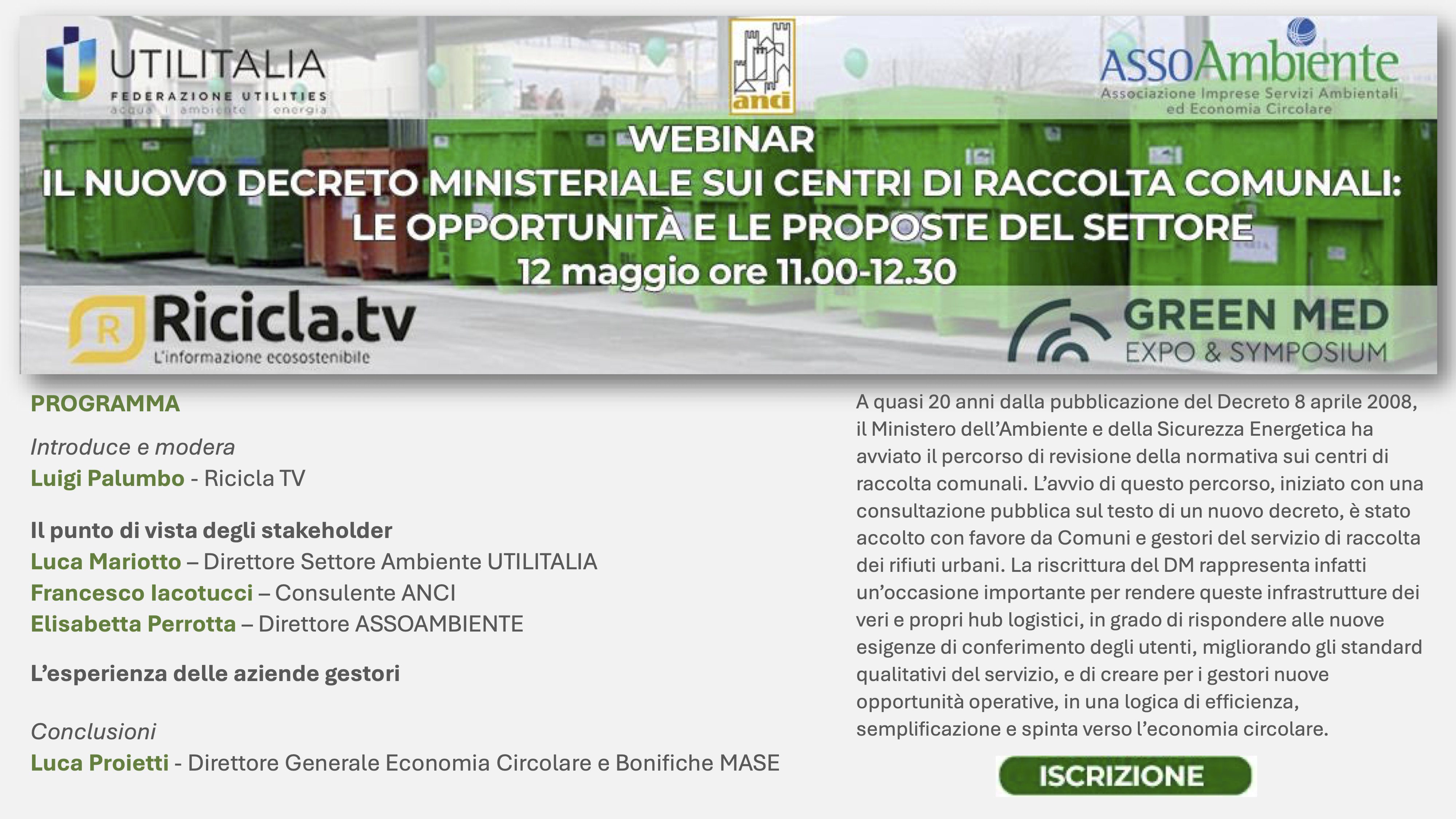 Il nuovo decreto ministeriale sui centri di raccolta comunali: le opportunità e le proposte del settore