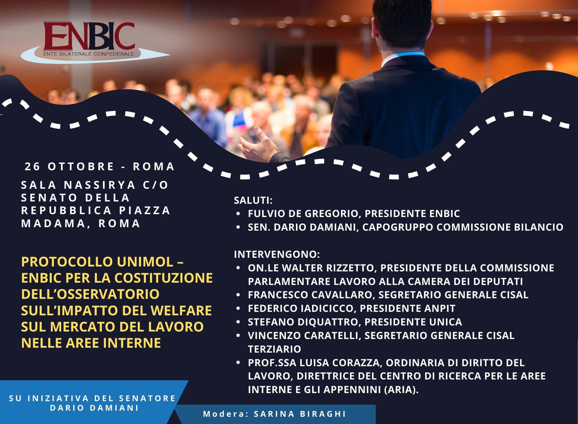 Protocollo UNIMOL-ENBIC per la costituzione dell'osservatorio sull'impatto del welfare sul mercato del lavoro nelle aree interne
