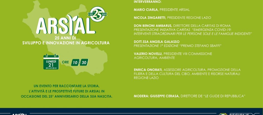Arsial 1995 - 2020: 25 anni di sviluppo e innovazione in agricoltura