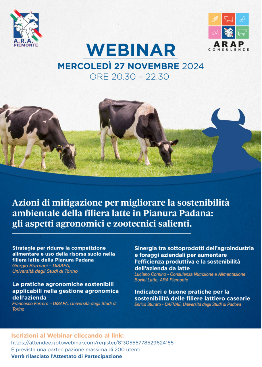 Azioni di mitigazione per migliorare la sostenibilità ambientale della filiera latte in Pianura Padana: gli aspetti agronomici e zootecnici salienti