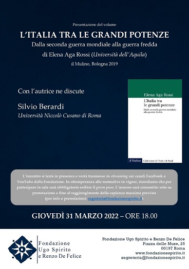 Presentazione del volume:&nbsp;"L&rsquo;Italia tra le grandi potenze. Dalla seconda guerra mondiale alla guerra fredda"