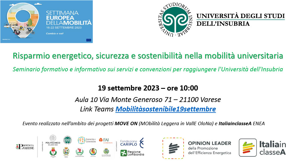 Risparmio energetico, sicurezza e sostenibilità nella mobilità universitaria