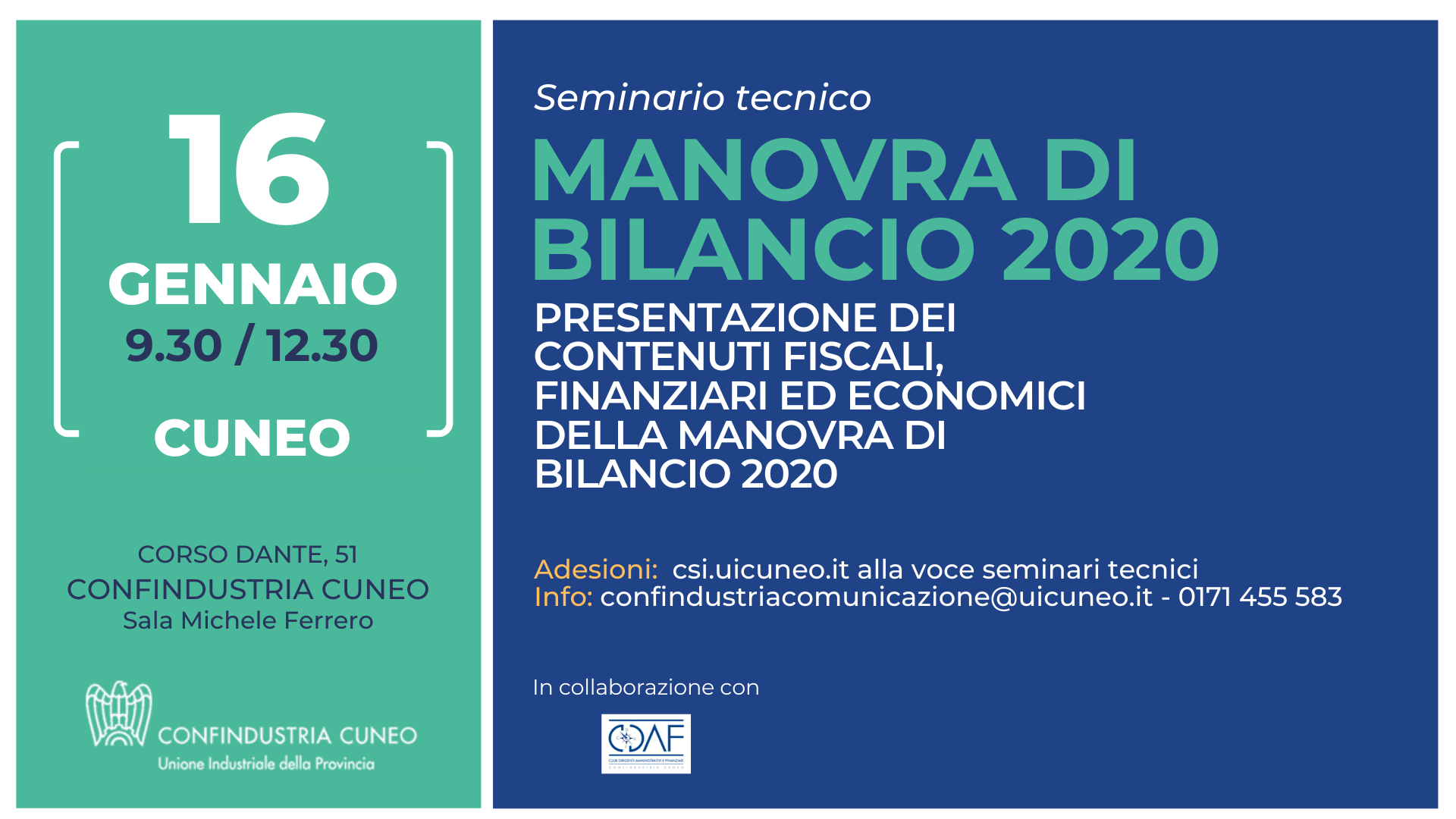 Seminario tecnico: Manovra di Bilancio 2020