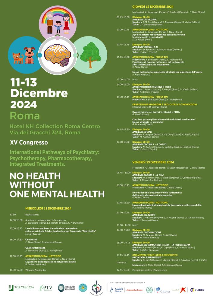 XV Congresso Internazionale "Pathways of Psychiatry: Psychotherapy, Pharmacotherapy, Integrated Treatments"