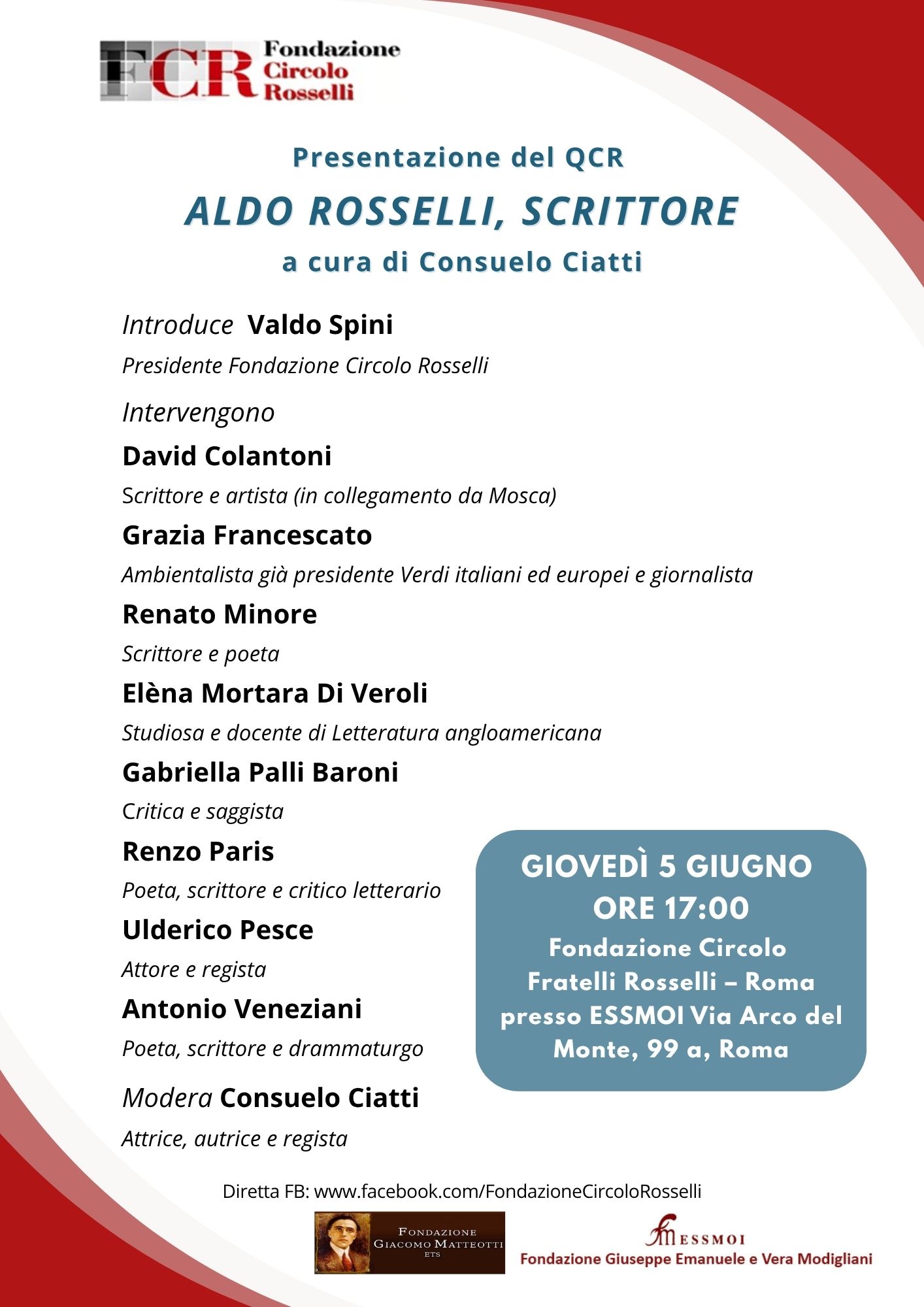 Presentazione del Quaderno del Circolo Rosselli dedicato ad Aldo Rosselli