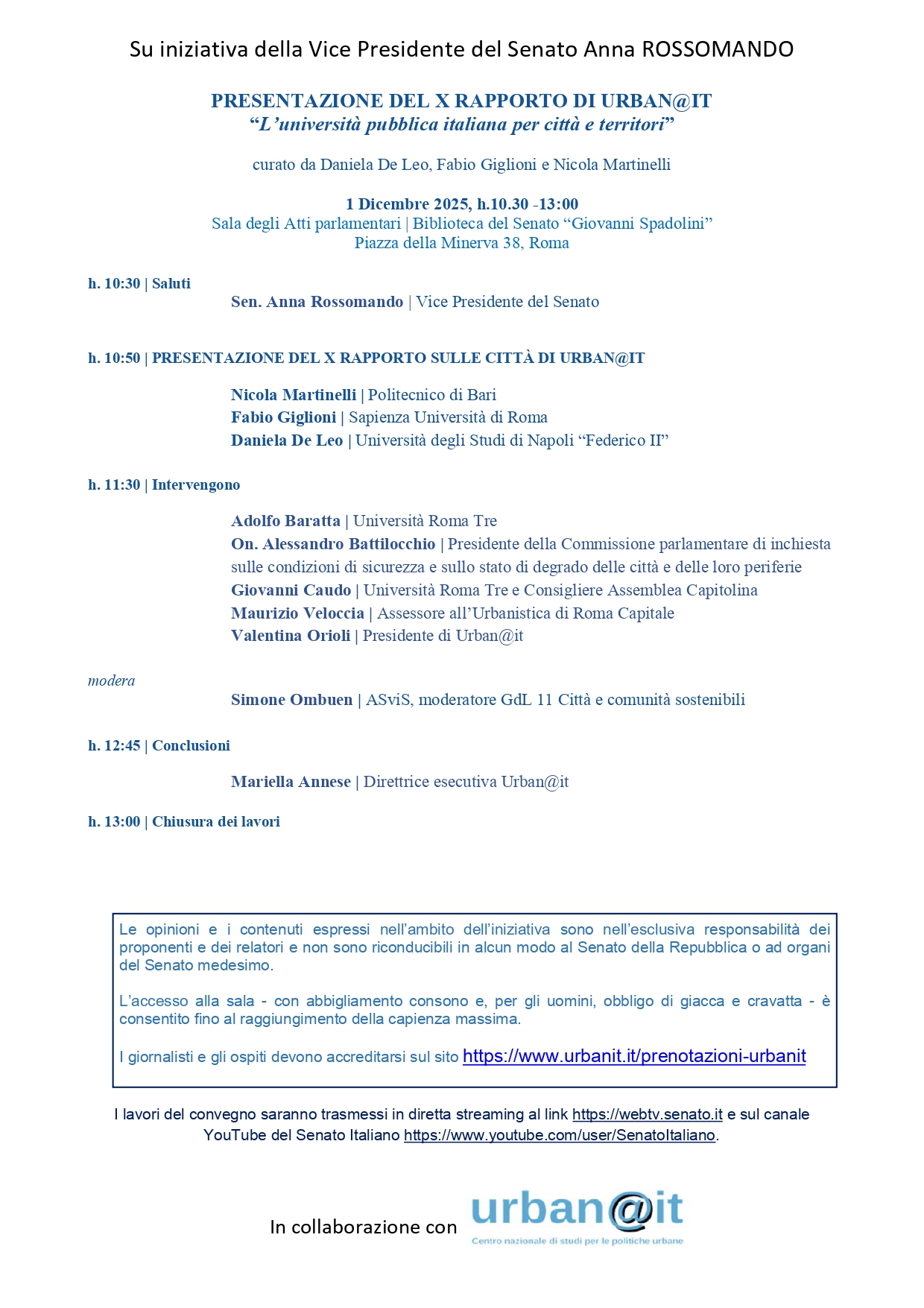 Presentazione del X rapporto di Urban@it "L'università pubblica italiana per città e territori"