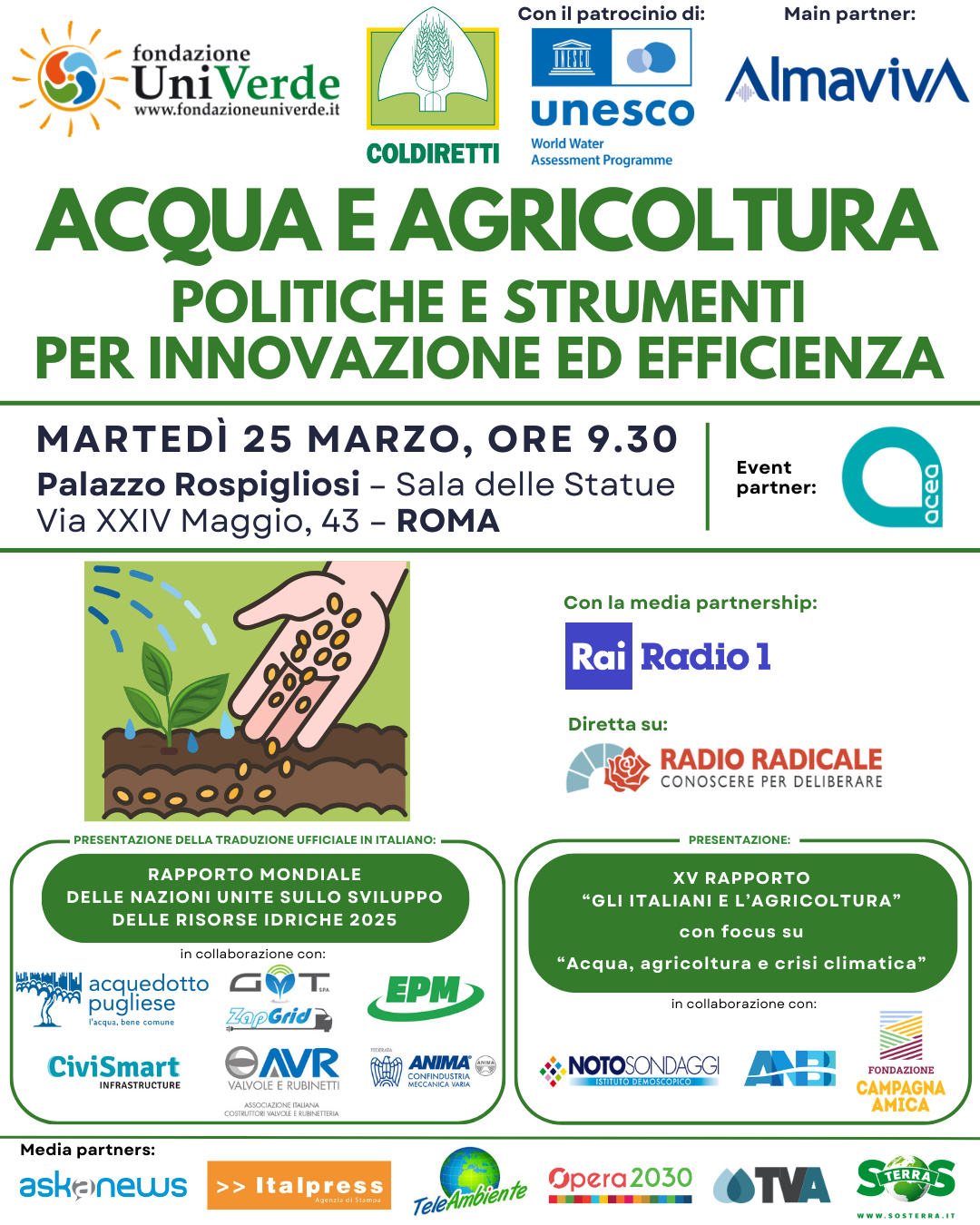 Acqua e Agricoltura: politiche e strumenti per innovazione ed efficienza