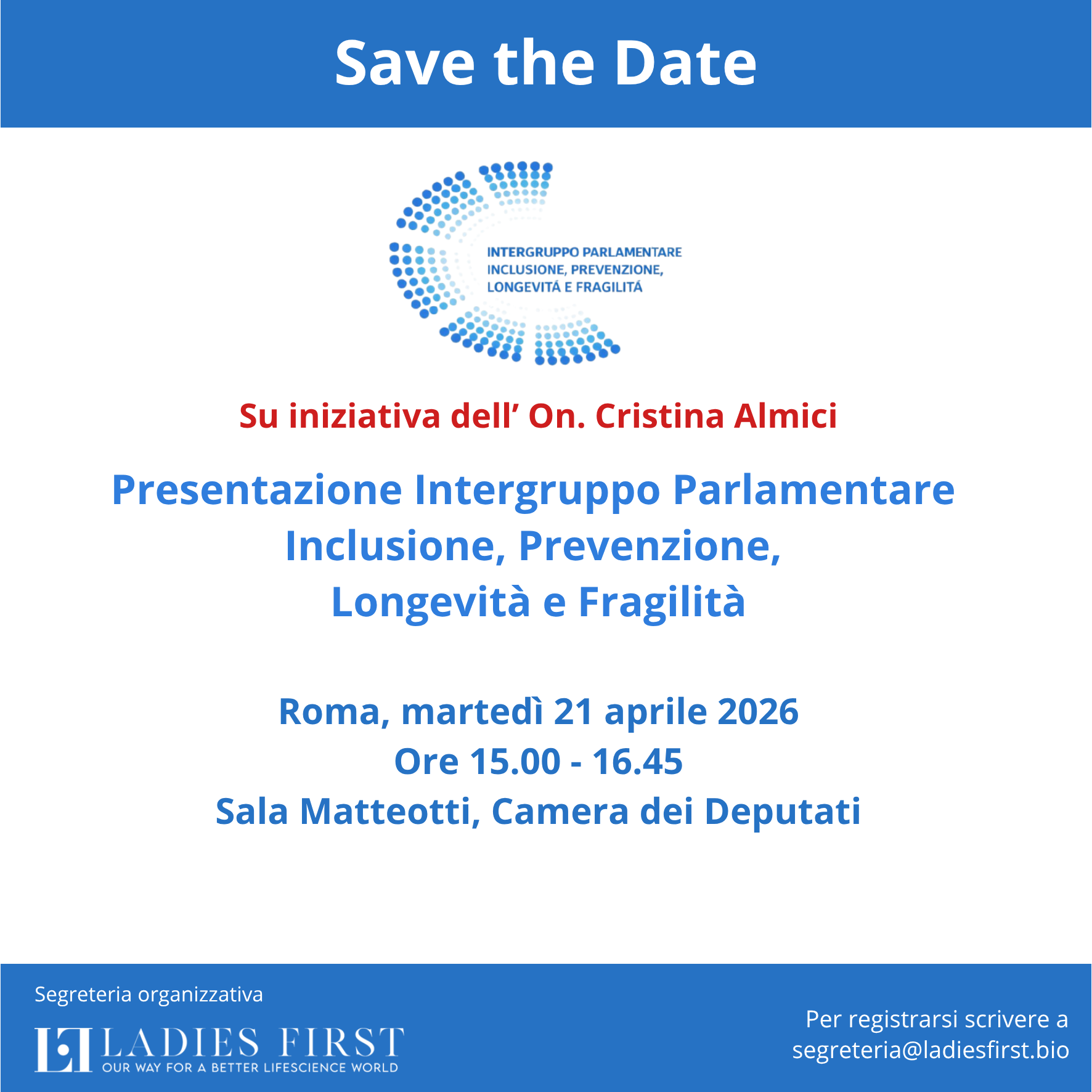 Presentazione Intergruppo Parlamentare  Inclusione, Prevenzione, Longevità e Fragilità