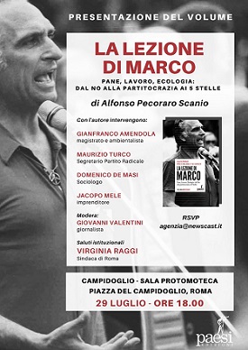 Presentazione del libro: "La lezione di Marco. Pane, Lavoro, Ecologia: dal No alla partitocrazia ai 5 Stelle"