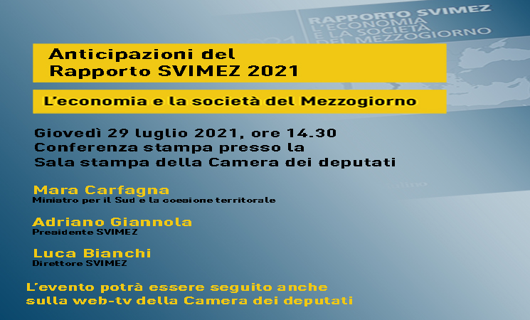 Anticipazioni Rapporto SVIMEZ 2021