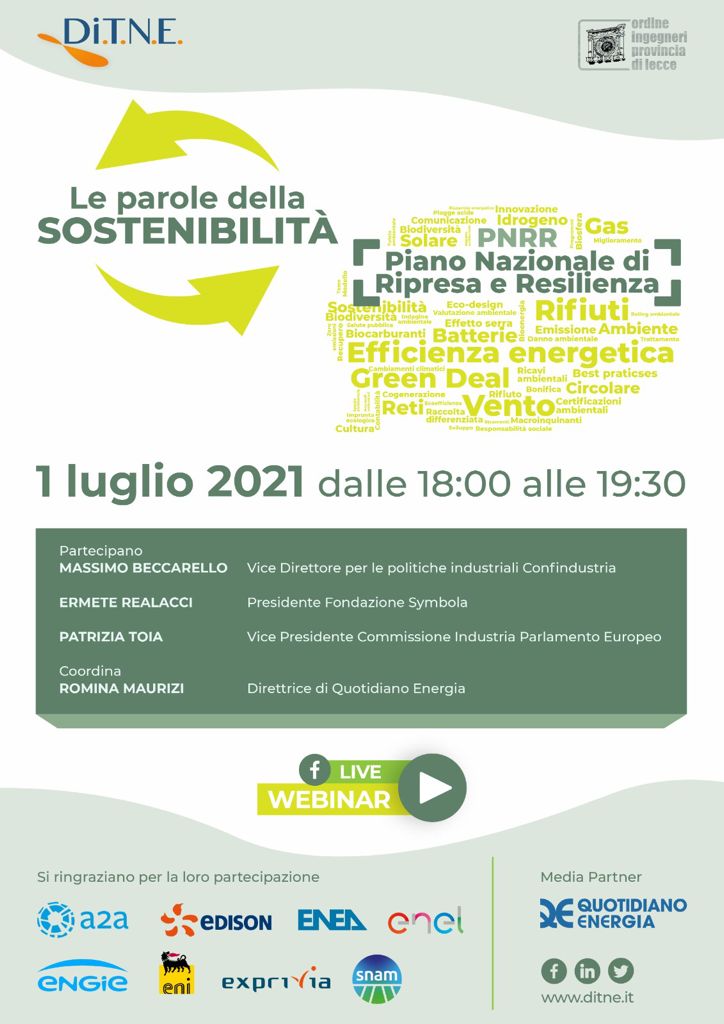 Le parole della sostenibilit&agrave; - PNRR Piano Nazionale di Ripresa e Resilienza