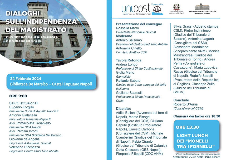 Dialoghi sull’indipendenza del magistrato – interpretazione della legge, social media, manifestazione del pensiero