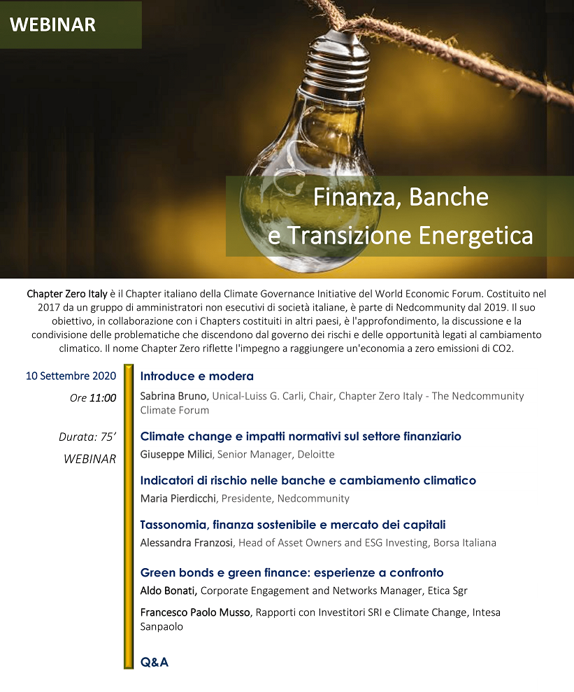 Finanza, Banche e Transizione Energetica