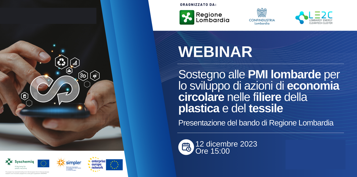 Sostegno alle PMI lombarde per lo sviluppo di azioni di economia circolare nelle filiere della plastica e del tessile