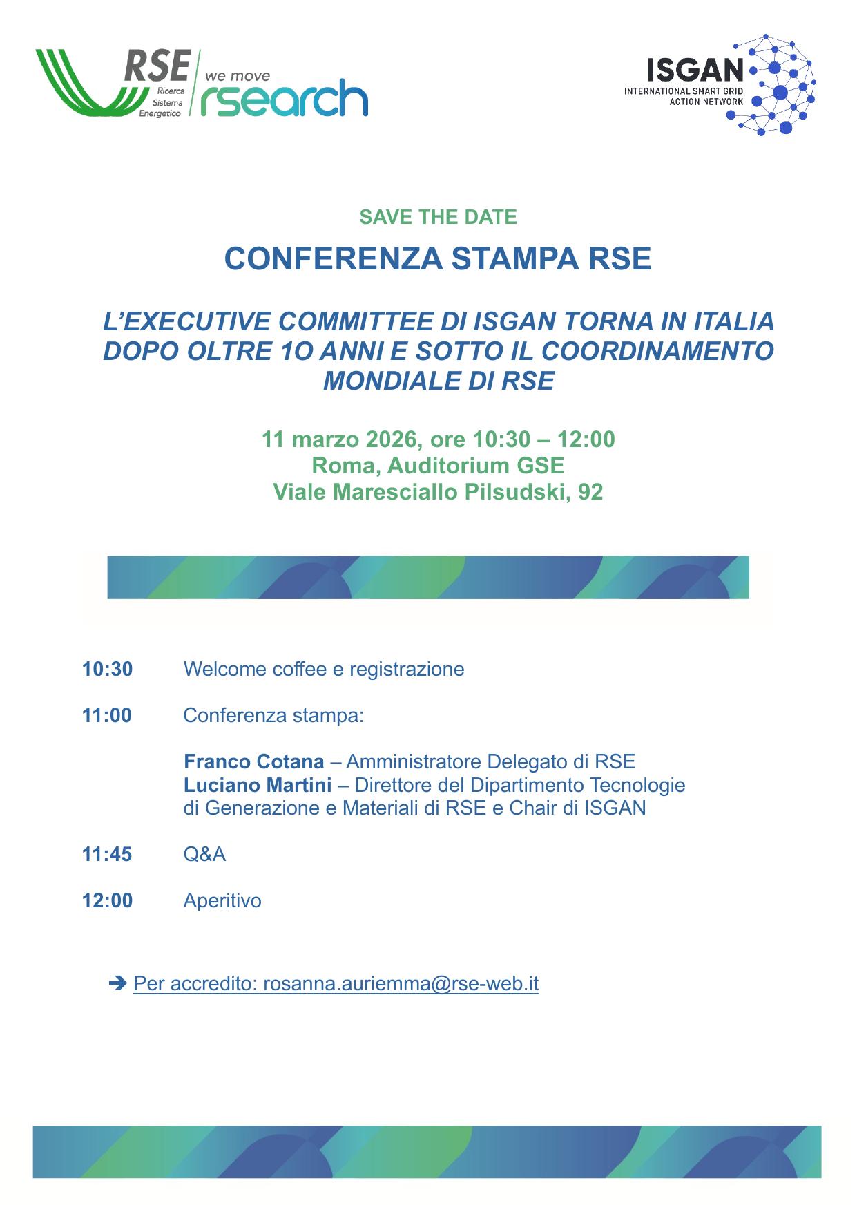 L'executive committee di ISGAN torna in Italia dopo oltre 10 anni e sotto il coordinamento mondiale di RSE