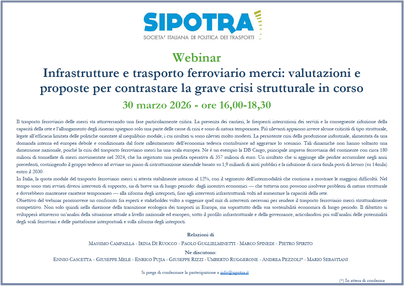 Infrastrutture e trasporto ferroviario merci. Valutazioni e proposte per contrastare la grave crisi strutturale in corso