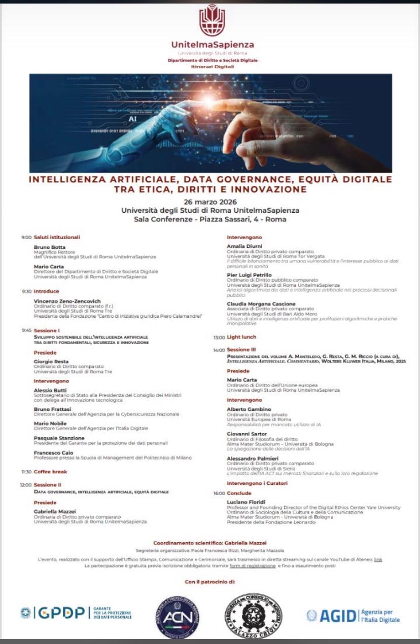 Intelligenza artificiale, data governance, equità digitale tra etica, diritti e innovazione