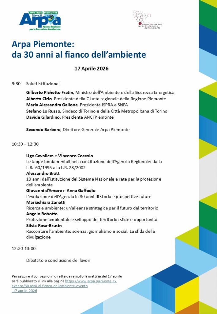Arpa Piemonte: da 30 anni al fianco dell'ambiente